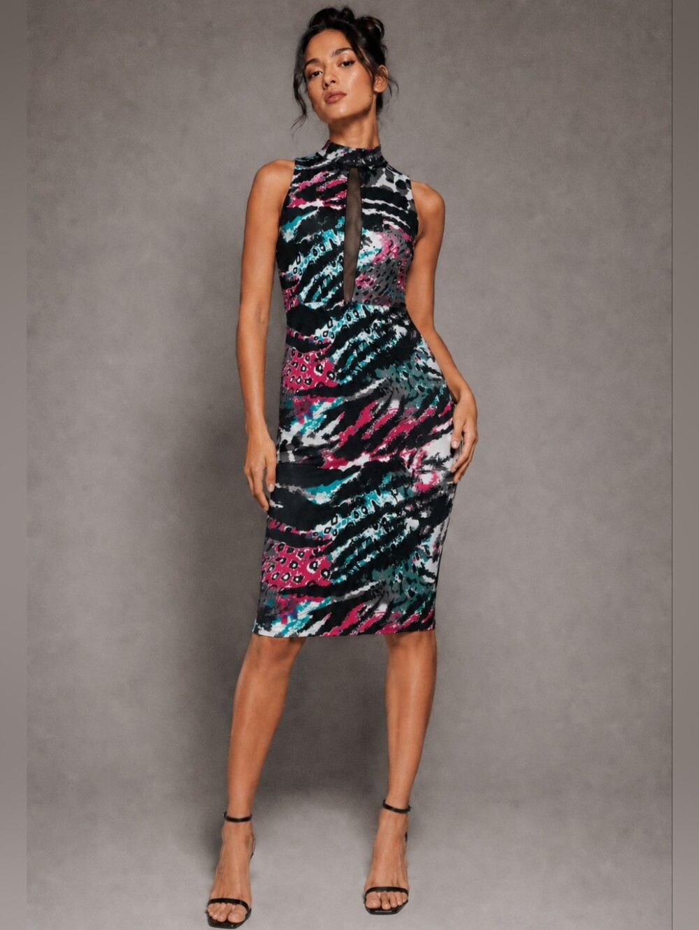 Abstract MESH V bodycon dress